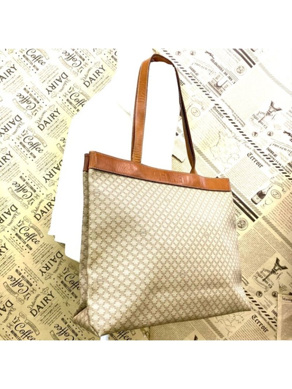 Celine Tote Shoulder Bag White Macadam Business - Picture 3 of 10